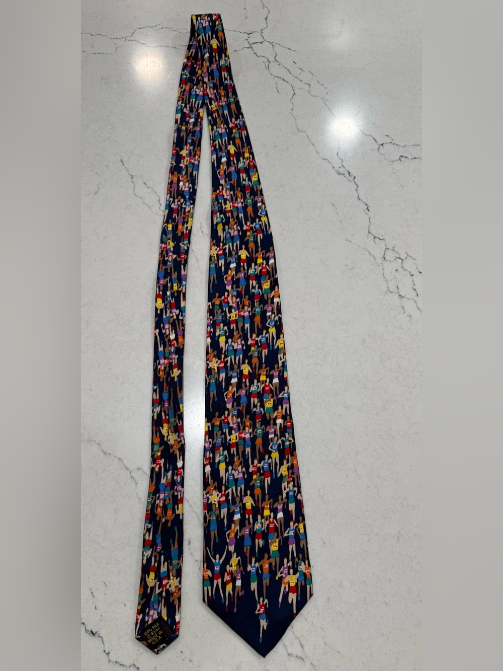 Alynn Neckwear Men's Tie 100% Silk Woven Novelty Marathon Runner Blue
